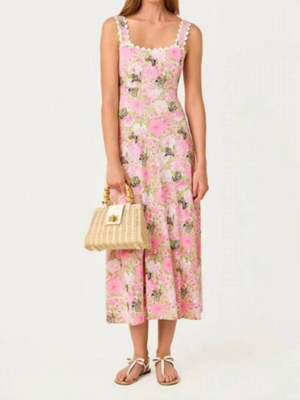Lilly Pulitzer Dwyer Floral Print Sleeveless Dress Pistachio Macaron Bee S